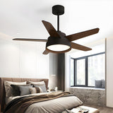 Simple Polished 5-Wood Blade Ceiling Fan with Light Image - 4