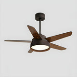 Simple Polished 5-Wood Blade Ceiling Fan with Light Image - 7