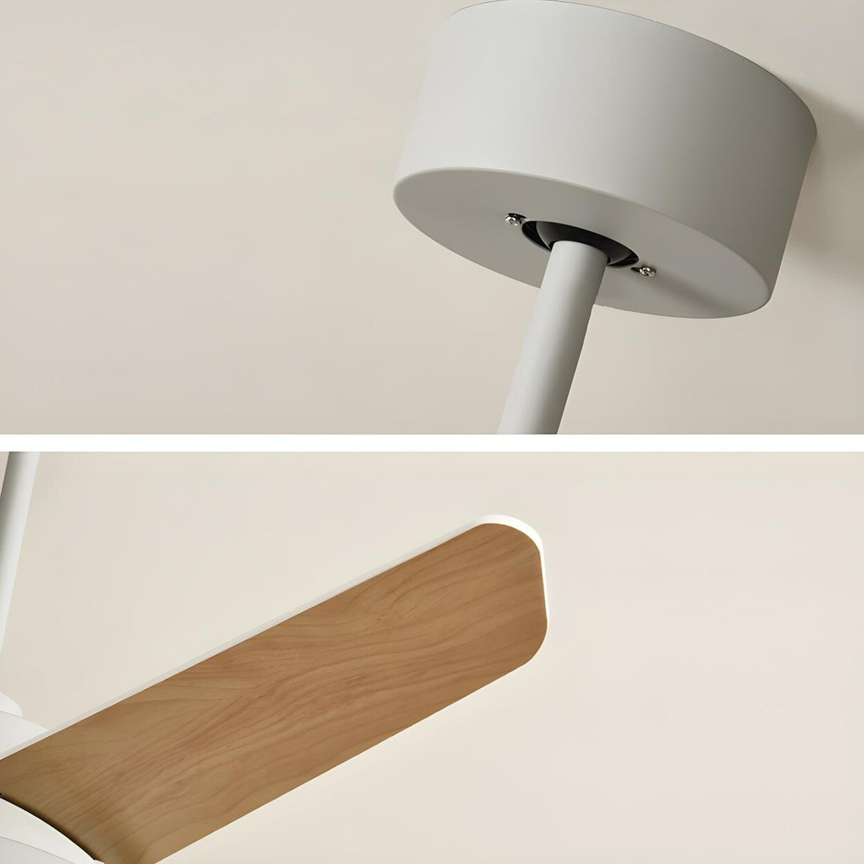 Simple Polished 5-Wood Blade Ceiling Fan with Light Image - 8