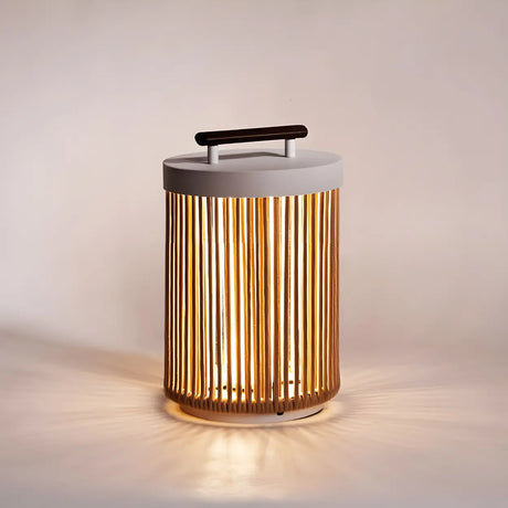 Simple Portable Bamboo Cylindrical Outdoor Table Lamp Image - 1