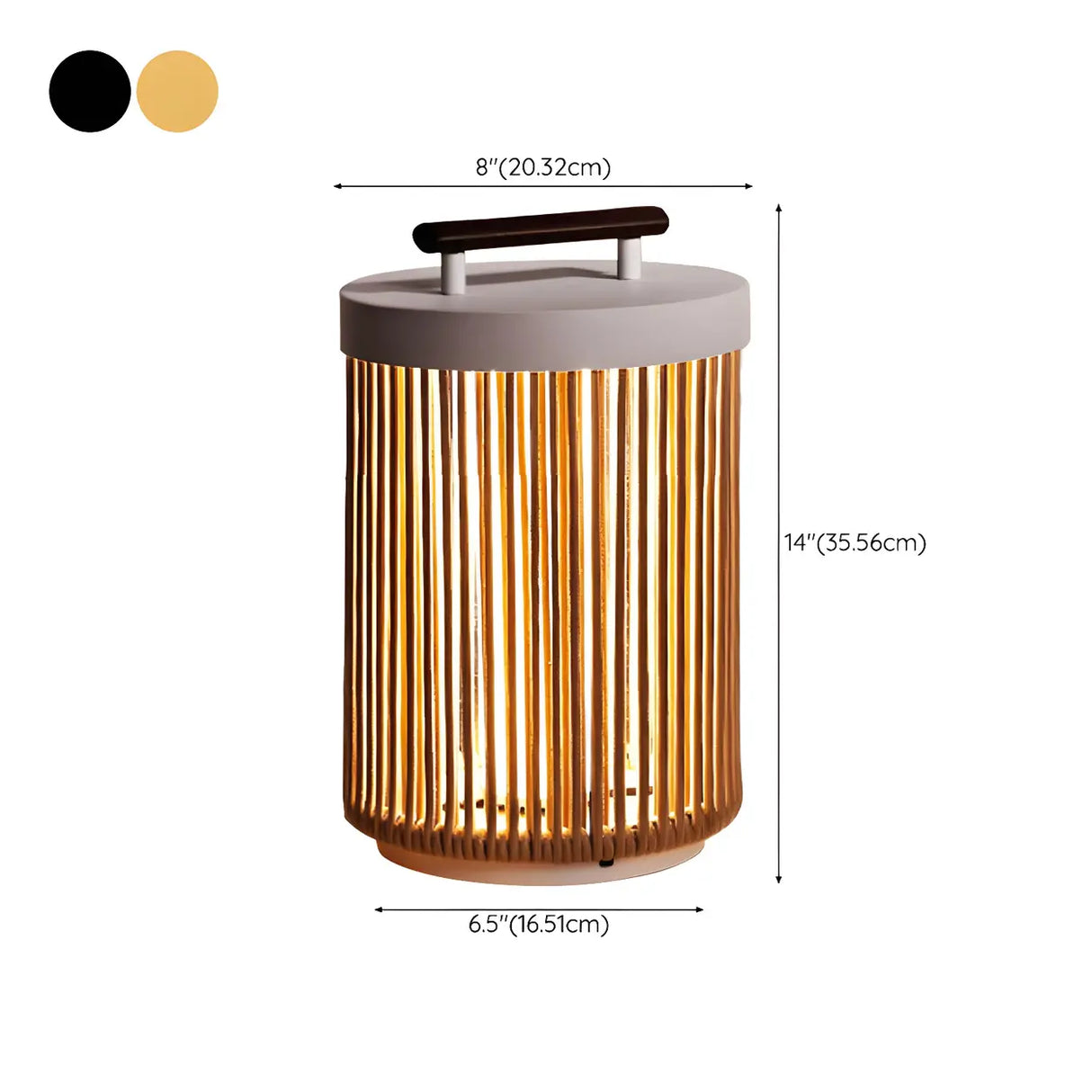 Simple Portable Bamboo Cylindrical Outdoor Table Lamp 