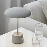 Simple Rechargeable Gray Round Shade Modern Table Lamp Image - 1