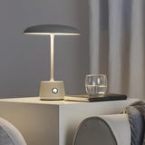 Simple Rechargeable Gray Round Shade Modern Table Lamp Image - 11