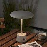 Simple Rechargeable Gray Round Shade Modern Table Lamp Image - 3