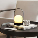 Simple Rechargeable Portable White Glass Table Lamp Image - 2