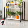 Simple Rectangle 3 Tiers Metal Sliding Plant Stand Black Image - 12