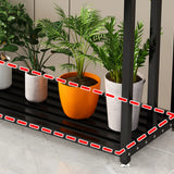 Simple Rectangle 3 Tiers Metal Sliding Plant Stand Black Image - 16