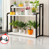 Simple Rectangle 3 Tiers Metal Sliding Plant Stand Black Image - 4