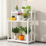 Simple Rectangle 3 Tiers Metal Sliding Plant Stand Black Image - 6