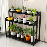 Simple Rectangle 3 Tiers Metal Sliding Plant Stand Black Image - 8