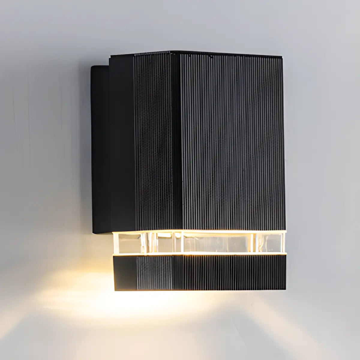 Simple Rectangle Black Glass Outdoor Wall Light 2 Bulbs Image - 12