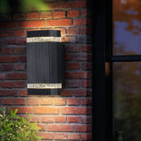 Simple Rectangle Black Glass Outdoor Wall Light 2 Bulbs Image - 2