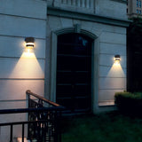 Simple Rectangle Black Glass Outdoor Wall Light 2 Bulbs Image - 3