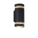 Simple Rectangle Black Glass Outdoor Wall Light 2 Bulbs Image - 6