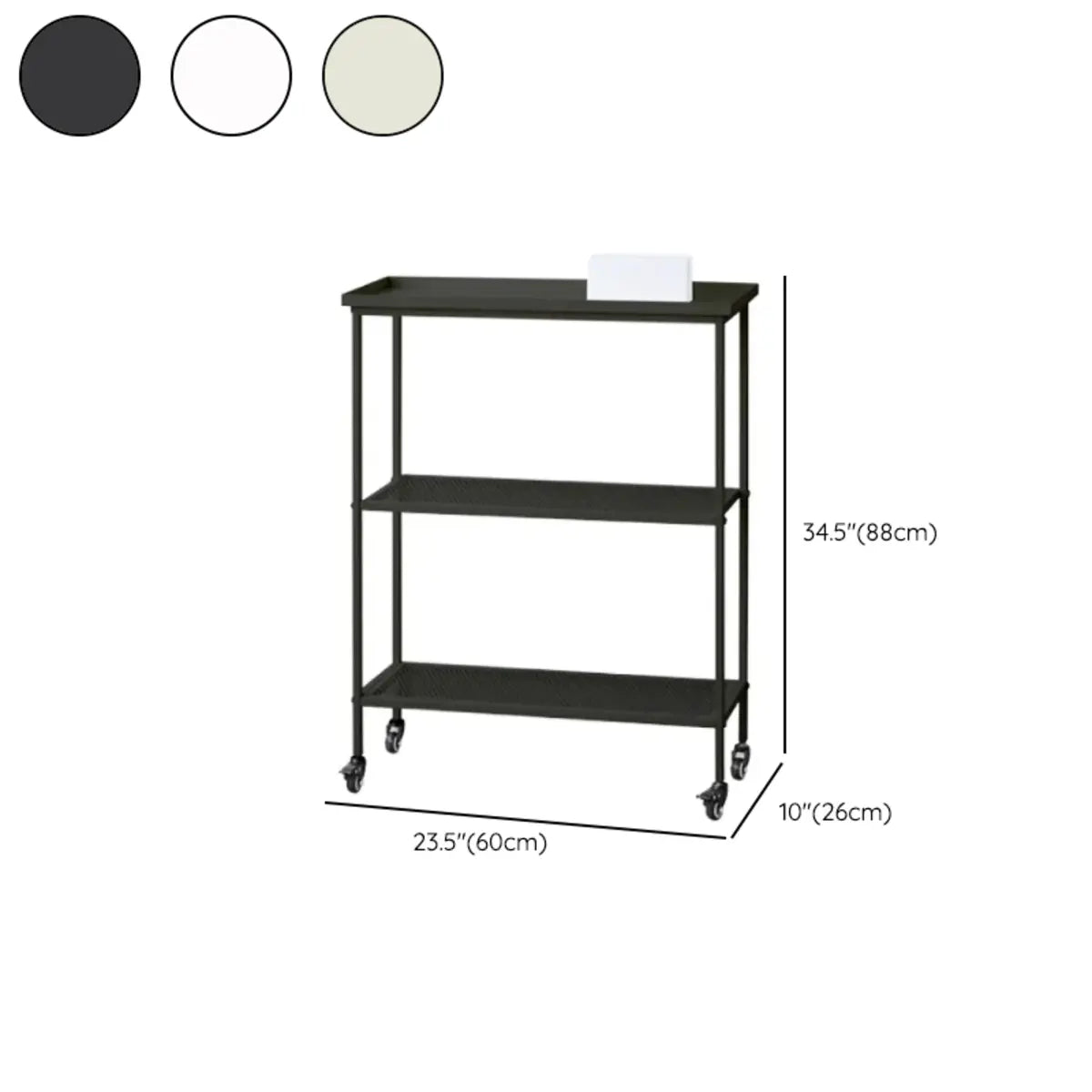 Simple Rectangle Metal Plant Stand Beige with Wheels 