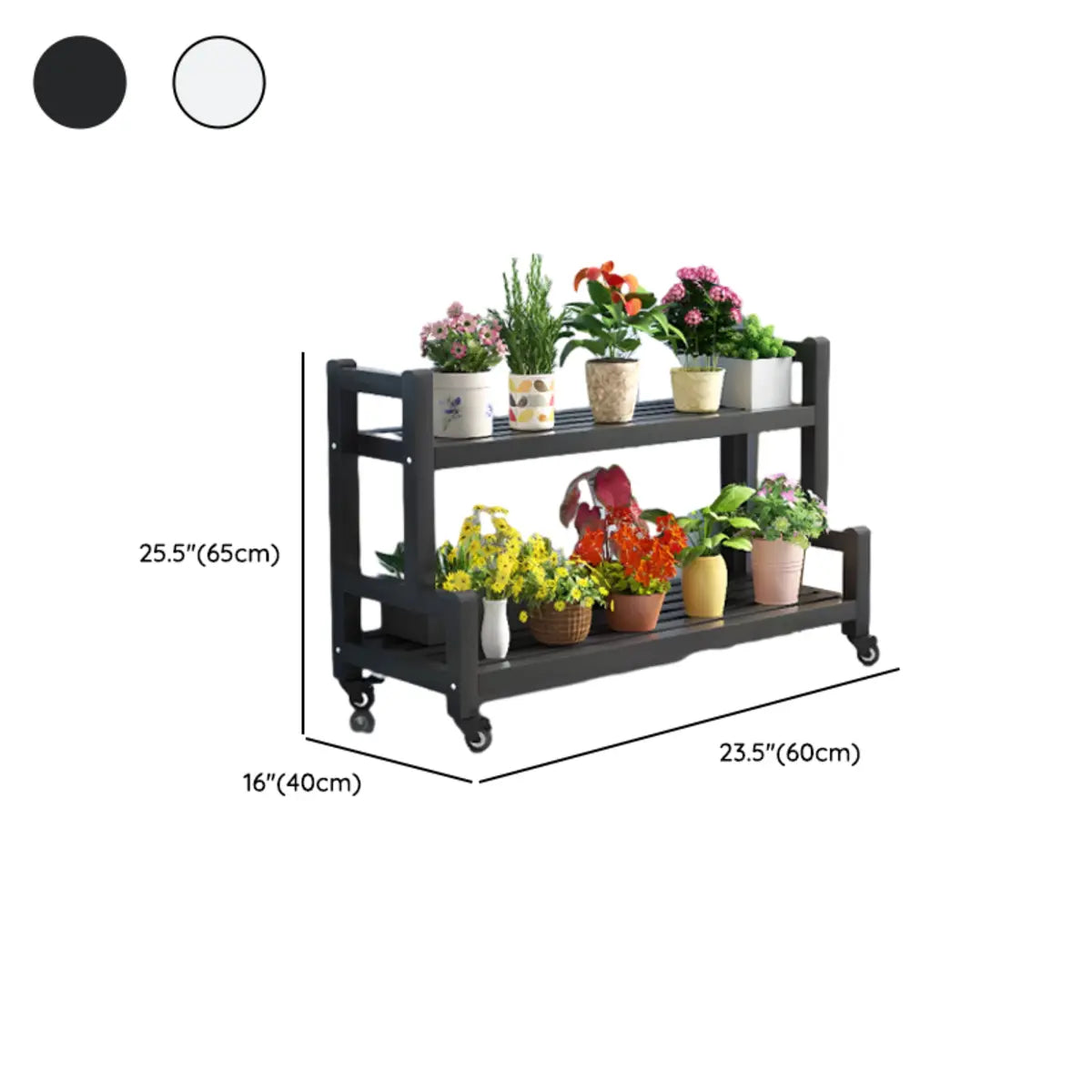 Simple Rectangle Tiered Sliding Crate Plant Stand White 