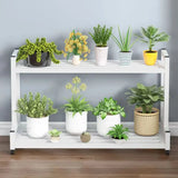 Simple Rectangle Tiered Sliding Crate Plant Stand White Image - 3