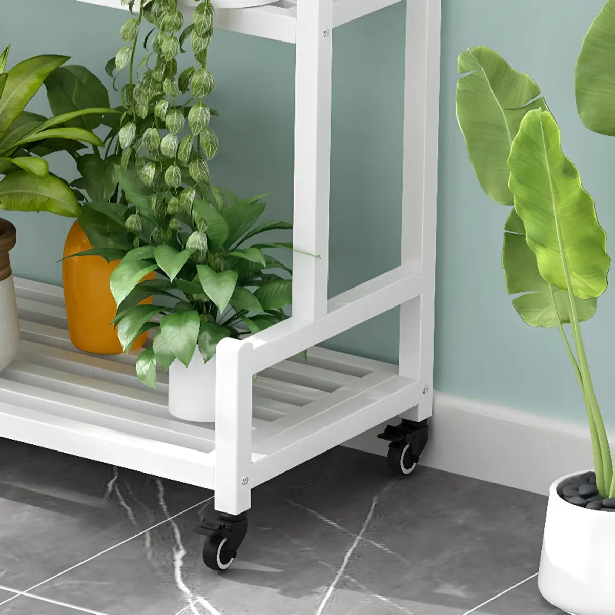 Simple Rectangle Tiered Sliding Crate Plant Stand White Image - 6