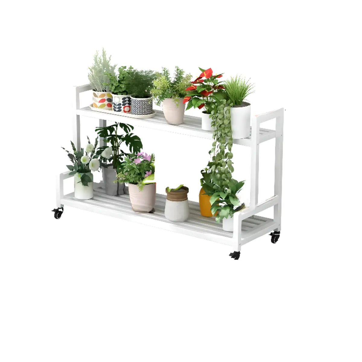 Simple Rectangle Tiered Sliding Crate Plant Stand White Image - 8