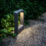 Simple Rectangular Frame Metal Outdoor Pathway Lamp Image - 1