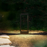 Simple Rectangular Frame Metal Outdoor Pathway Lamp Image - 15