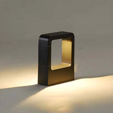 Simple Rectangular Frame Metal Outdoor Pathway Lamp Image - 2