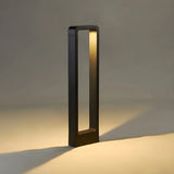 Simple Rectangular Frame Metal Outdoor Pathway Lamp Image - 5