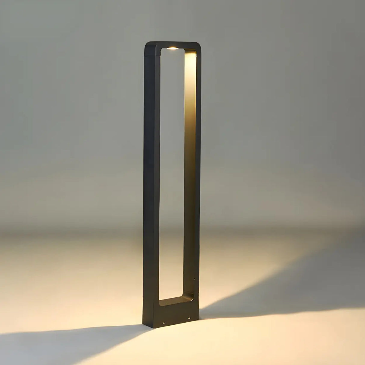 Simple Rectangular Frame Metal Outdoor Pathway Lamp Image - 7