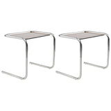 Simple Rectangular Glass Metal Clear C-Shaped Side Table Image - 11