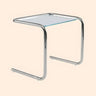 Simple Rectangular Glass Metal Clear C-Shaped Side Table Image - 2