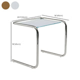 Simple Rectangular Glass Metal Clear C-Shaped Side Table #size