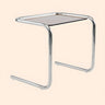 Simple Rectangular Glass Metal Clear C-Shaped Side Table Image - 9