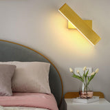 Simple Rectangular Gold LED Bedside Wall Sconce Image - 1