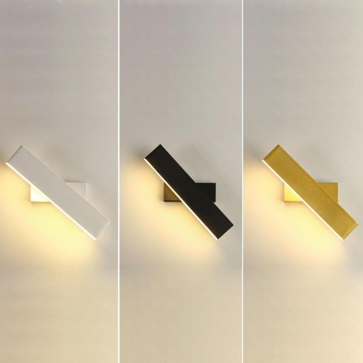 Simple Rectangular Gold LED Bedside Wall Sconce Image - 12