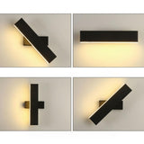 Simple Rectangular Gold LED Bedside Wall Sconce Image - 13