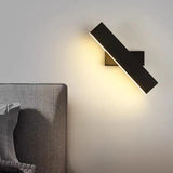 Simple Rectangular Gold LED Bedside Wall Sconce Image - 17