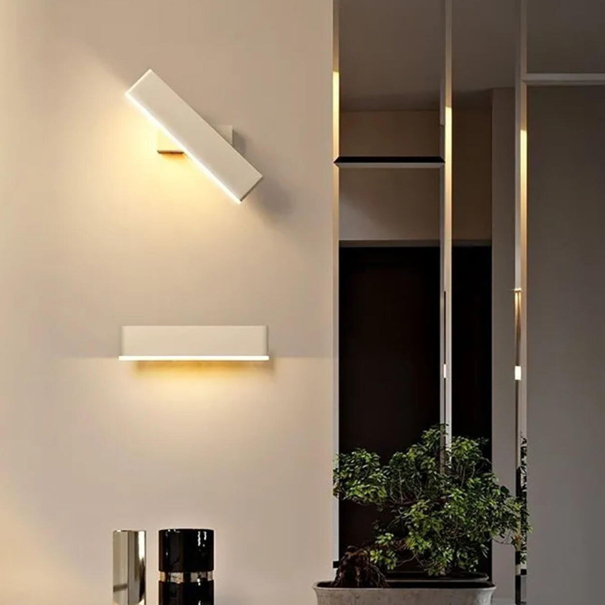 Simple Rectangular Gold LED Bedside Wall Sconce Image - 20