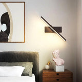 Simple Rectangular Gold LED Bedside Wall Sconce Image - 22