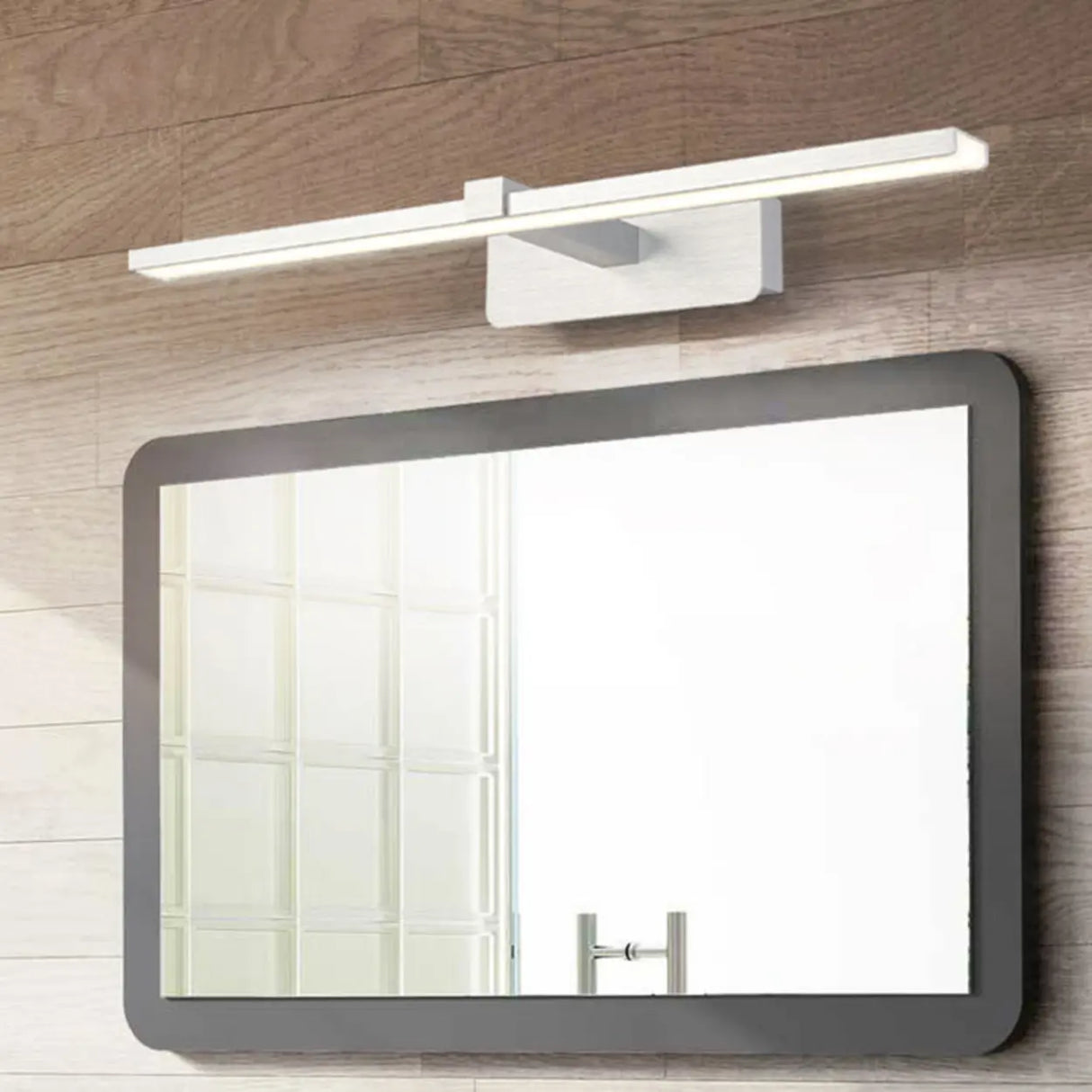 Simple Rectangular LED White Mirror Vanity Light Image - 1