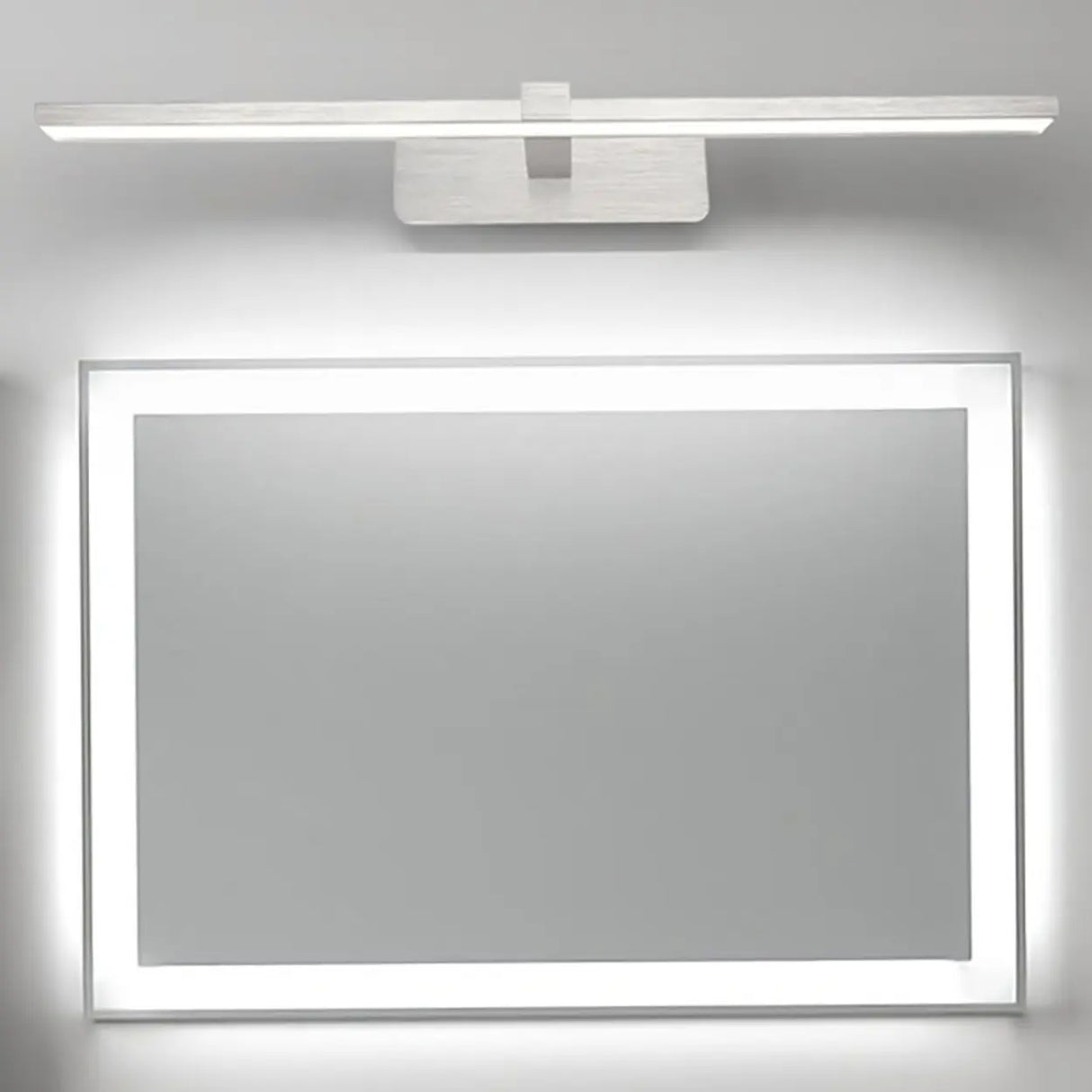 Simple Rectangular LED White Mirror Vanity Light Image - 11