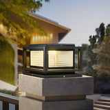 Simple Rectangular Metal Outdoor Post Light Black Image - 5