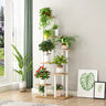 Simple Rectangular Multi-layer Wooden Tray Plant Stand White Image - 2