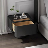 Simple Rectangular Wood Black Single Drawer Nightstand Image - 4