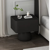 Simple Rectangular Wood Black Single Drawer Nightstand Image - 9