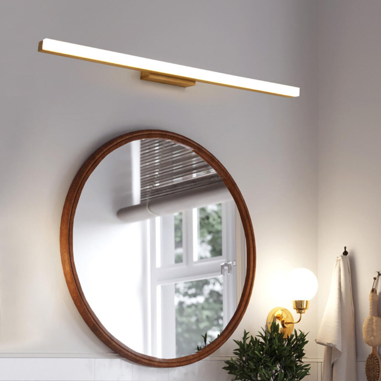 Simple Rectangular Wooden LED Bathroom Vanity Light  Image - 16