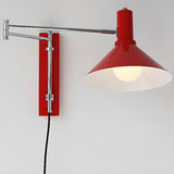 Simple Red Cone Metal LED Swing Arm Wall Sconce Image - 11