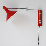 Simple Red Cone Metal LED Swing Arm Wall Sconce Image - 7