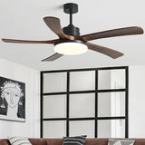 Simple Remote Contemporary Wood Blade Ceiling Fan Light Image - 1