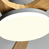 Simple Remote Contemporary Wood Blade Ceiling Fan Light Image - 10