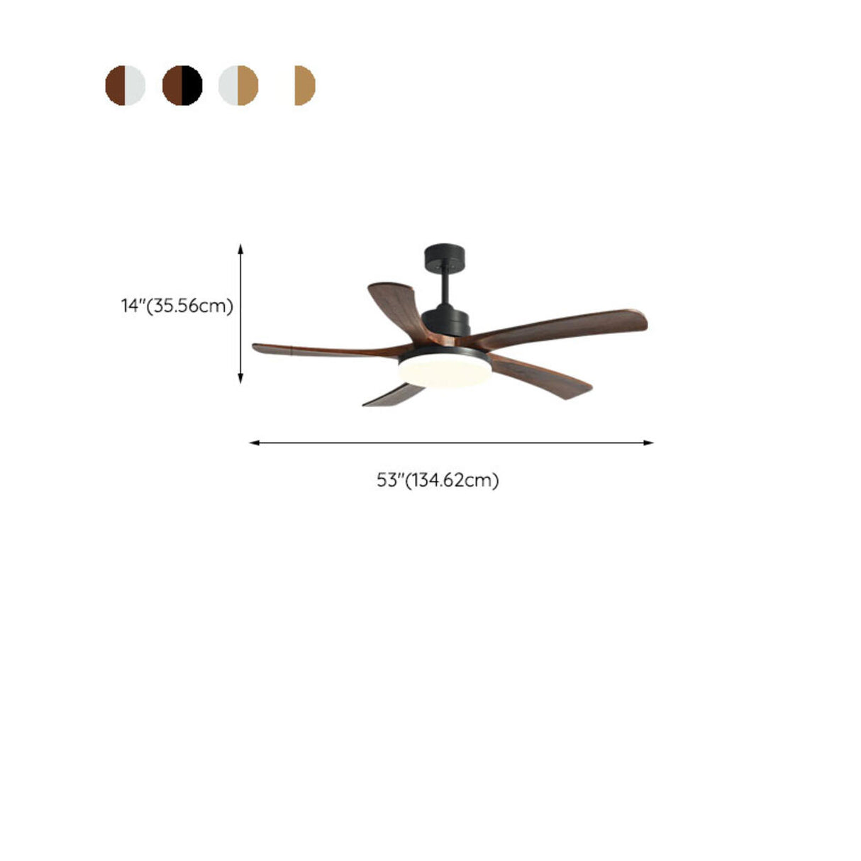 Simple Remote Contemporary Wood Blade Ceiling Fan Light 